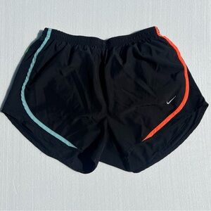 Nike Women's Black Shorts with Orange and Blue Accents